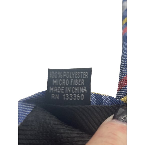 Jon VanDyk Holland Handmade Necktie With Gray Yellow Red and Blue Plaid - Picture 5 of 5